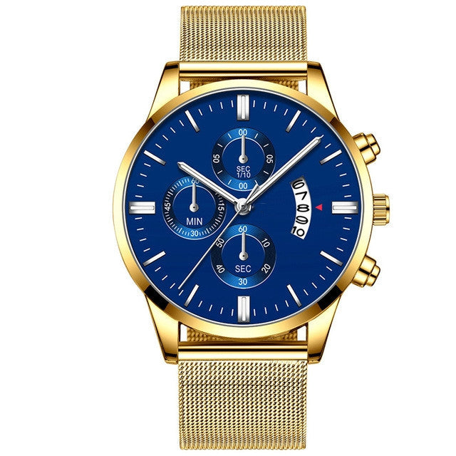 Mens Business Luxury Watches For Men Mesh Band Quartz Watch - 𝓢𝓱𝓸𝓹𝓵𝓮𝓬𝔂