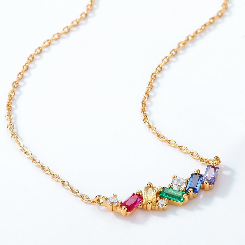 Japanese Light Luxury Rainbow Candy 925 Silver Necklace - 𝓢𝓱𝓸𝓹𝓵𝓮𝓬𝔂