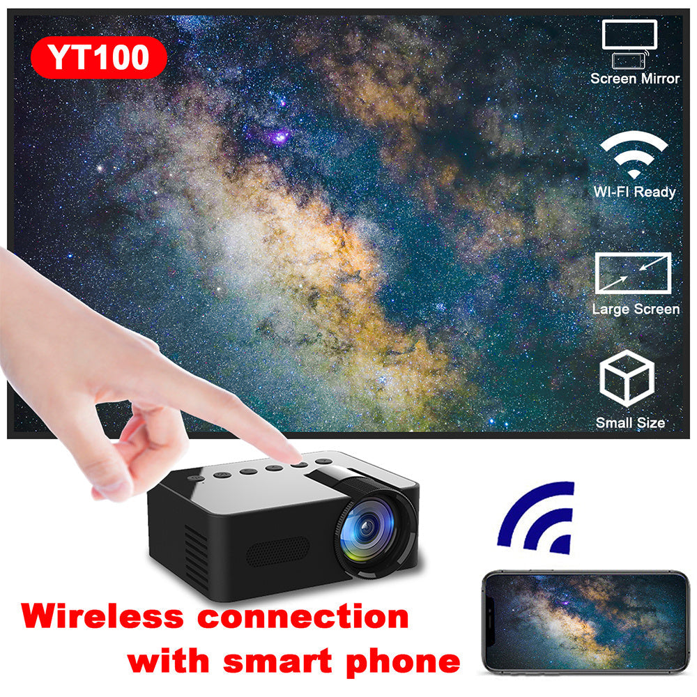 YT100 Home Mini Portable Mini Projector HD Home Wireless Mini Phone Projection 