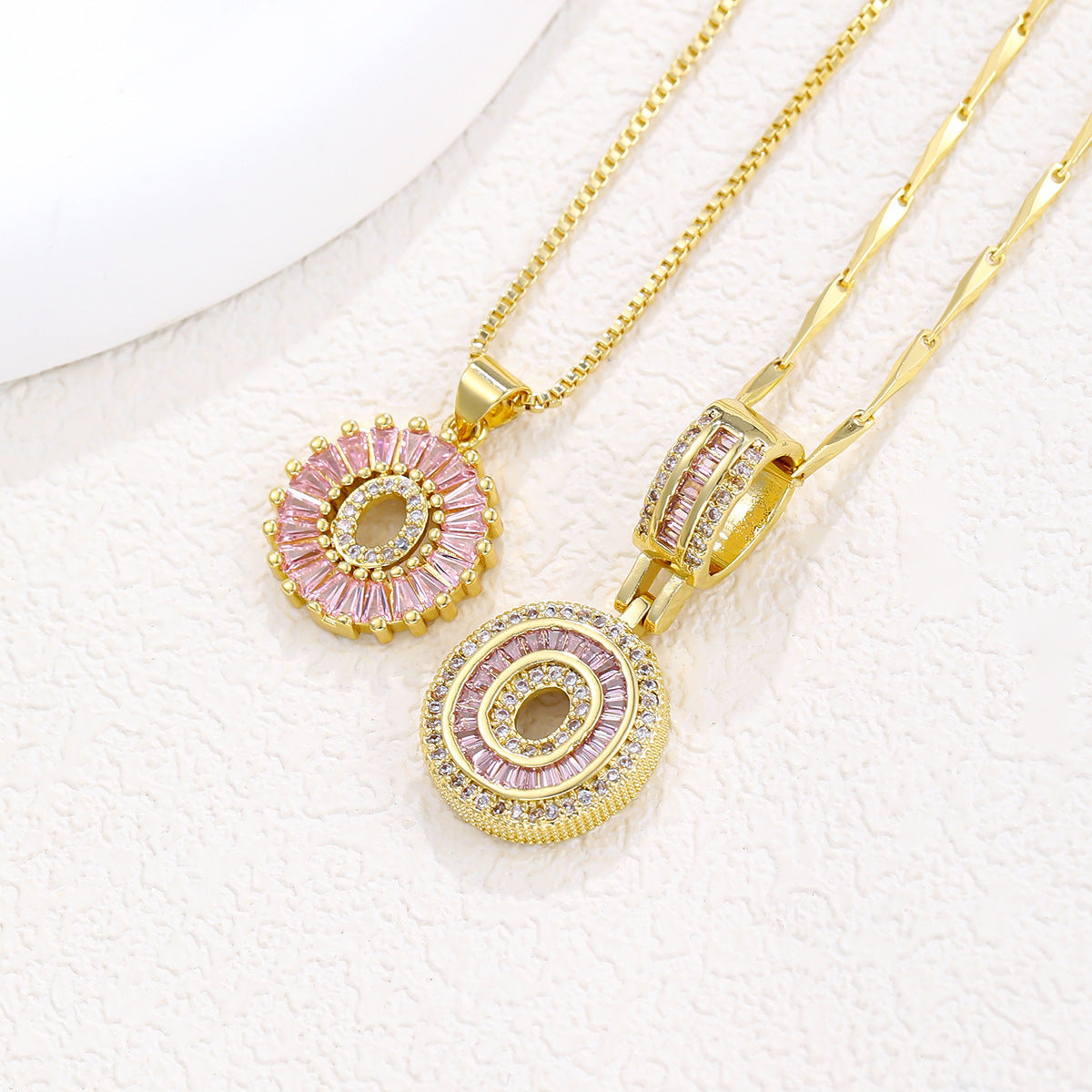 26 Letter Pendant Necklace Copper Inlaid Zirconium Plated Real Gold