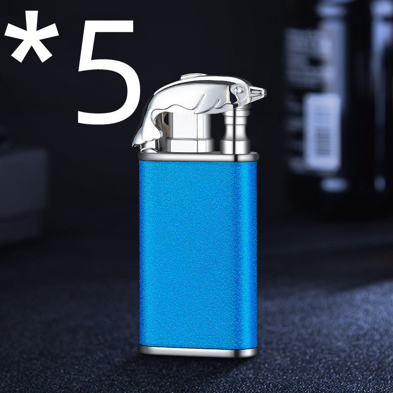 Creative Blue Flame Lighter Dolphin Dragon Tiger Double Fire Metal Winproof Lighter Inflatable Lighter - 𝓢𝓱𝓸𝓹𝓵𝓮𝓬𝔂