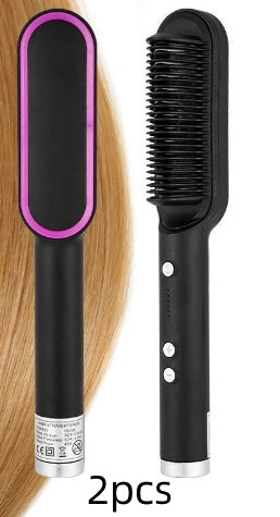 New 2 In 1 Hair Straightener Hot Comb Negative Ion Curling Tong Dual-purpose Electric Hair Brush - 𝓢𝓱𝓸𝓹𝓵𝓮𝓬𝔂