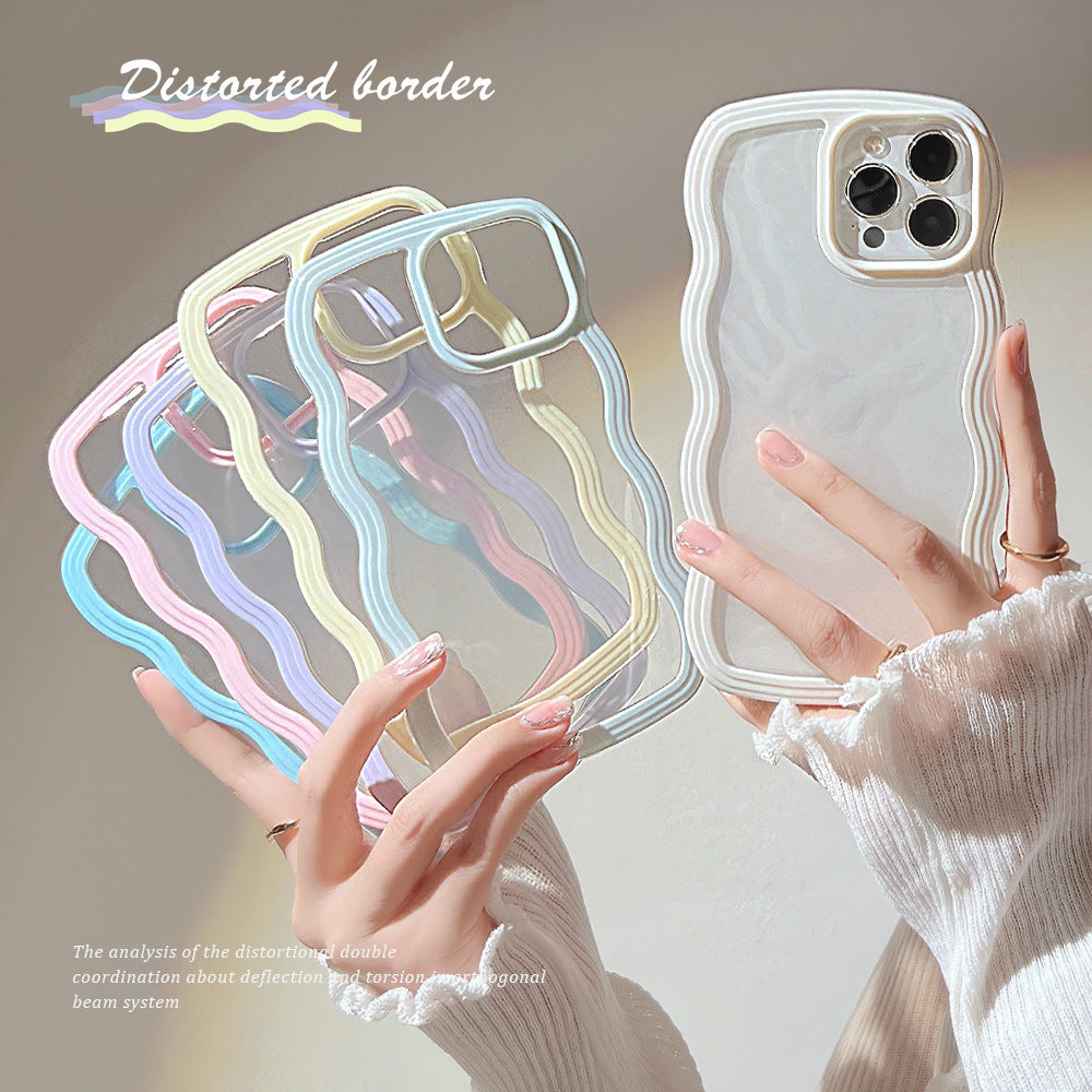 Wave Border Mobile Phone Case Solid Color Simple Candy Color - 𝓢𝓱𝓸𝓹𝓵𝓮𝓬𝔂