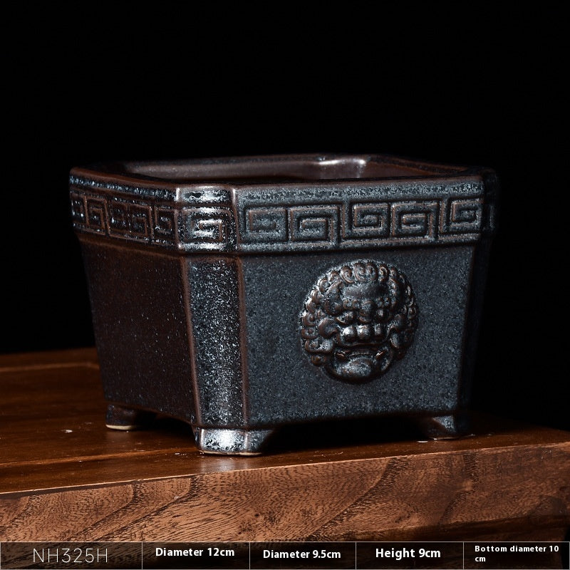 Retro Chinese Style Ceramic Flower Pot Square Creative - 𝓢𝓱𝓸𝓹𝓵𝓮𝓬𝔂