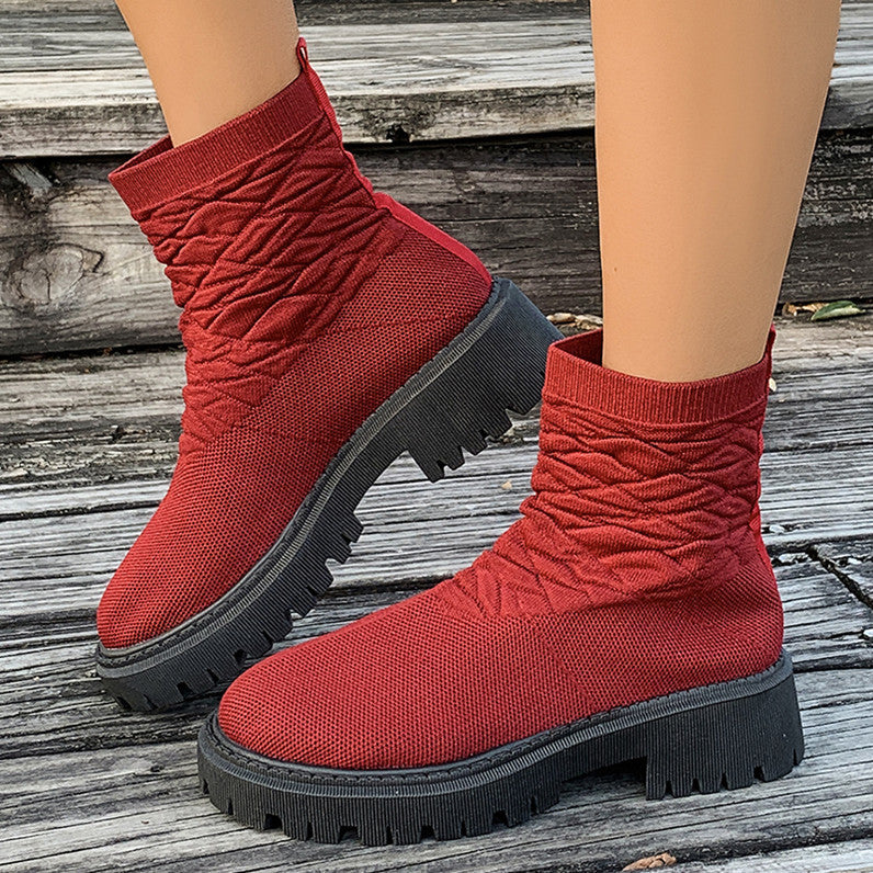 Women's Thick Heel Solid Color Casual And Comfortable Martin Boots - 𝓢𝓱𝓸𝓹𝓵𝓮𝓬𝔂