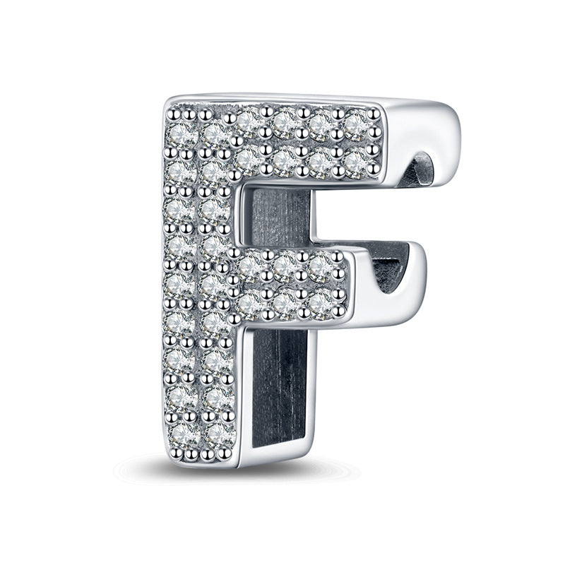 Twenty-six Letter Beads White Copper Silver Plated Beaded Braceletnecklace Ornament - 𝓢𝓱𝓸𝓹𝓵𝓮𝓬𝔂