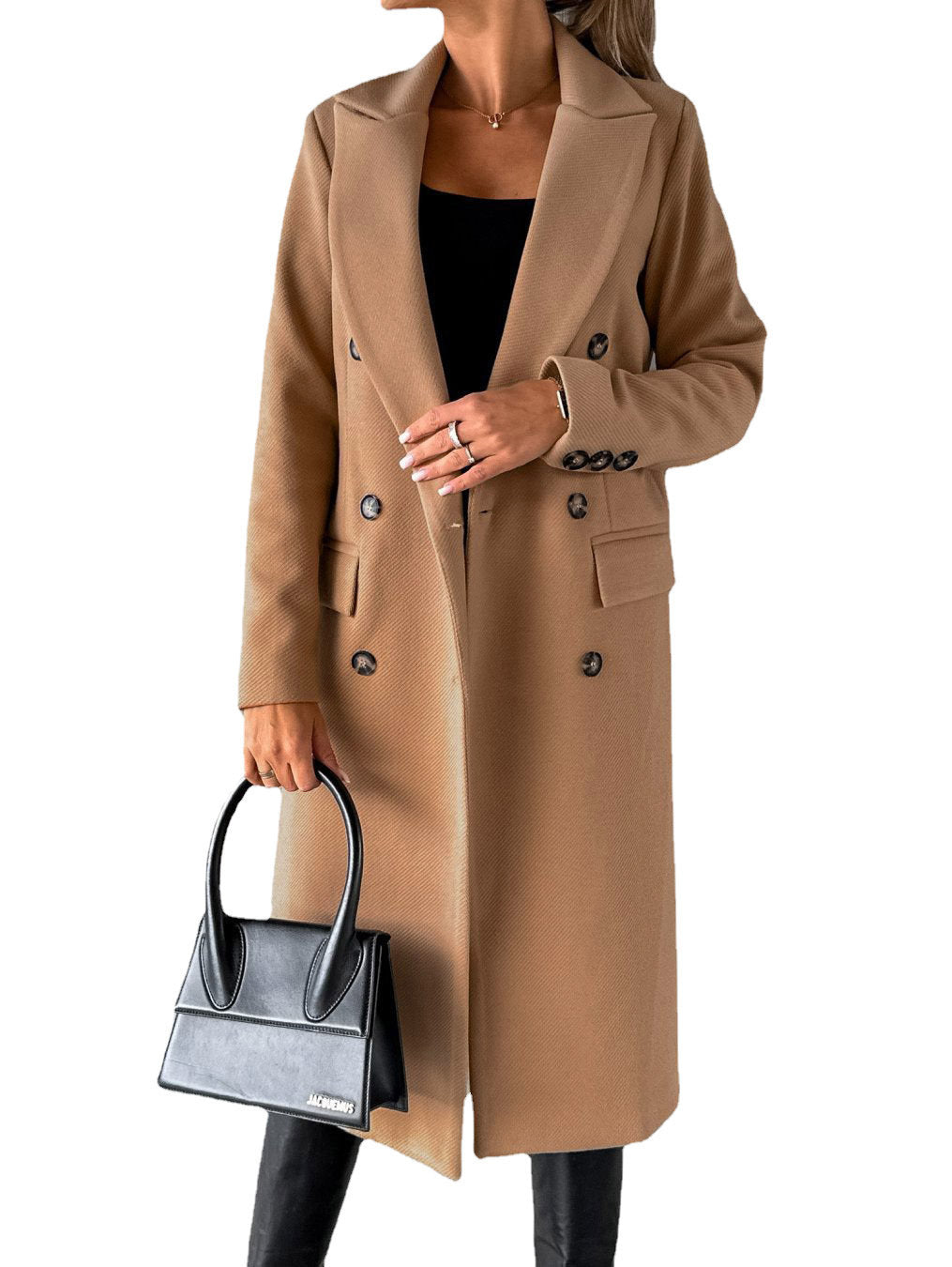 Long Sleeve Lapel Coat Winter Fashion Solid Double Breasted Slim Long Jacket Womens Clothing - 𝓢𝓱𝓸𝓹𝓵𝓮𝓬𝔂
