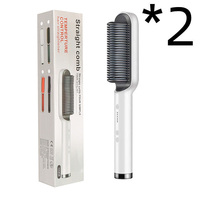New 2 In 1 Hair Straightener Hot Comb Negative Ion Curling Tong Dual-purpose Electric Hair Brush - 𝓢𝓱𝓸𝓹𝓵𝓮𝓬𝔂