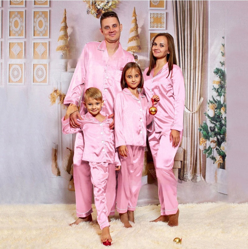 Children's Long-sleeved Parent-child Ice Silk Pajamas Suit - 𝓢𝓱𝓸𝓹𝓵𝓮𝓬𝔂