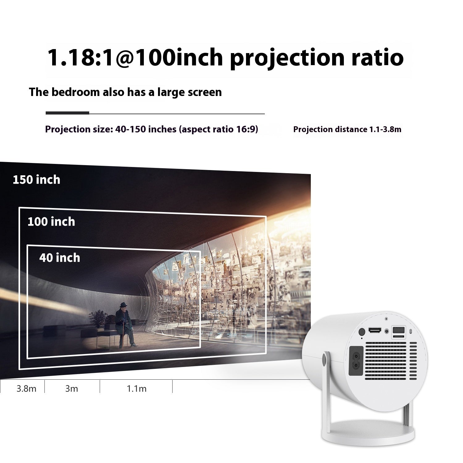 Portable Projector Small Straight Projector For Home Use 180 Degrees Projection Angle Automatic Focus Home Video Projector - 𝓢𝓱𝓸𝓹𝓵𝓮𝓬𝔂