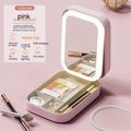 Makeup Storage Box With LED Light Mirror Portable Travel Makeup Cosmetics Storage Box Touch Light Storage Organizer - 𝓢𝓱𝓸𝓹𝓵𝓮𝓬𝔂