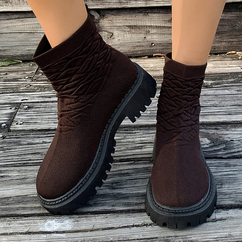 Women's Thick Heel Solid Color Casual And Comfortable Martin Boots - 𝓢𝓱𝓸𝓹𝓵𝓮𝓬𝔂