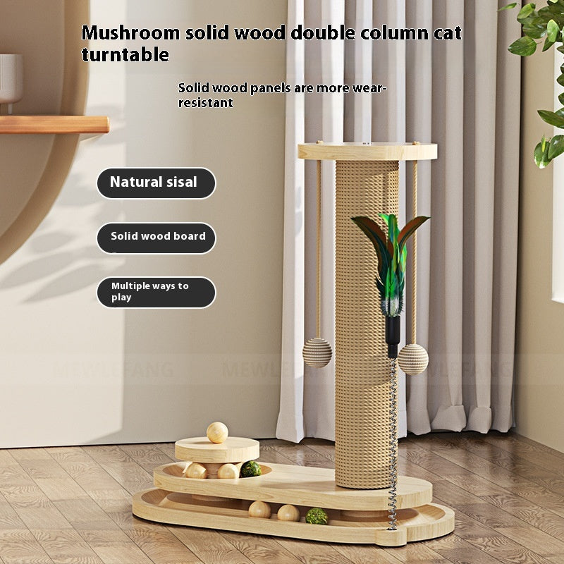 Solid Wood Cat Turntable Scratching Post Durable Toy - 𝓢𝓱𝓸𝓹𝓵𝓮𝓬𝔂