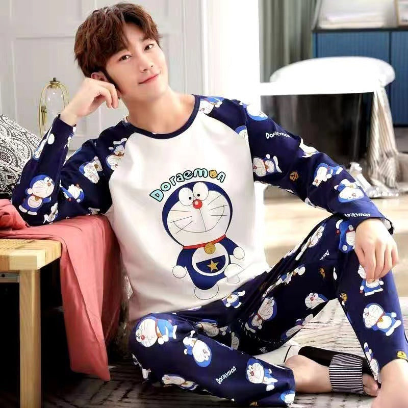 Pajamas Men's Long-sleeved Trousers Spring And Autumn Men's Pajamas Autumn And Winter Thin Plus Size Teenagers Home Wear Two-piece Set - 𝓢𝓱𝓸𝓹𝓵𝓮𝓬𝔂
