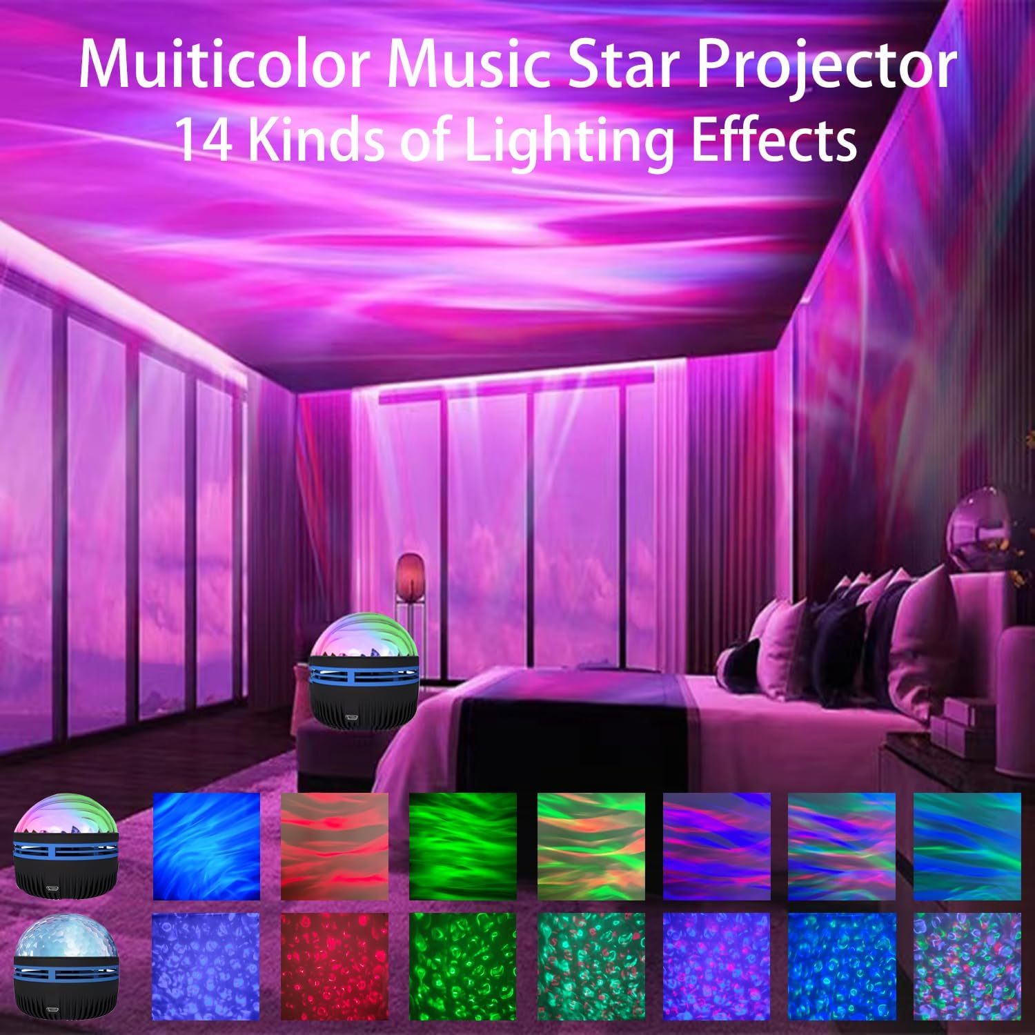 LED Star Galaxy Projector Lamp Spotlight Colorful Rotating Magic Ball Bedroom Atmosphere Lamp Bar KTV Disco Party Stage Light - 𝓢𝓱𝓸𝓹𝓵𝓮𝓬𝔂