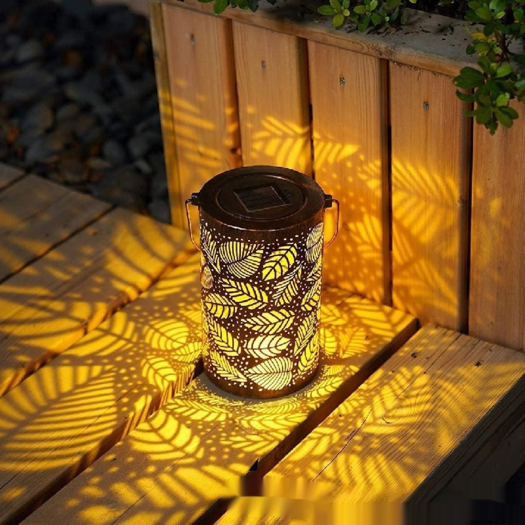 Cross-border Retro Solar Lantern Iron Hollow Storm Lantern Courtyard Decoration Desk Lamp Garden Projection - 𝓢𝓱𝓸𝓹𝓵𝓮𝓬𝔂