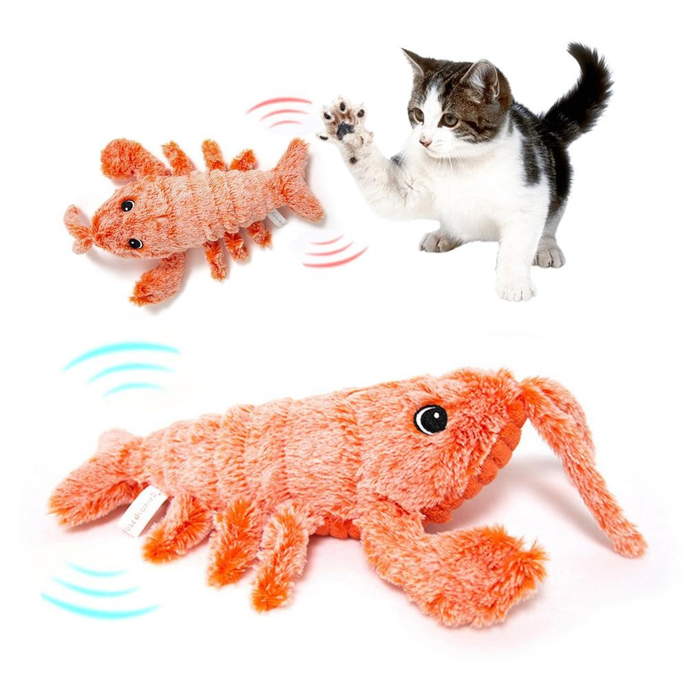 Pet Toys Electric Jumping Shrimp USB Charging Simulation Lobster Funny Cat Plush Pets Toy - 𝓢𝓱𝓸𝓹𝓵𝓮𝓬𝔂