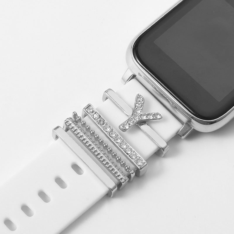 Suitable For Silicone Strap With Diamonds 26 English Letters Fashion Alloy Strap - 𝓢𝓱𝓸𝓹𝓵𝓮𝓬𝔂