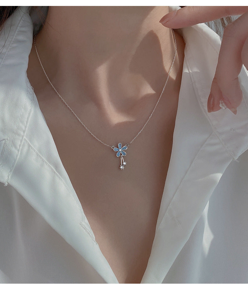 S999 Pure Silver Flower Necklace For Women Summer - 𝓢𝓱𝓸𝓹𝓵𝓮𝓬𝔂