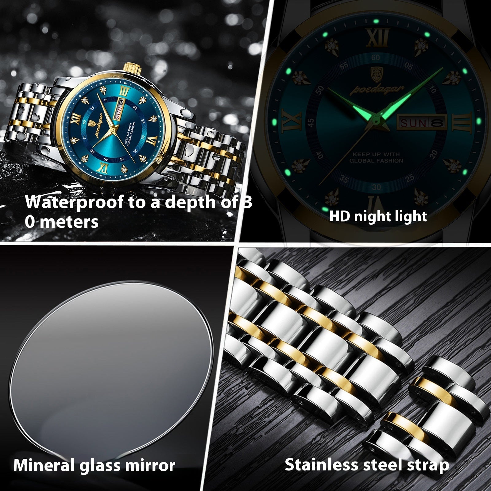 Waterproof Men's Double Calendar Luminous Quartz Watch - 𝓢𝓱𝓸𝓹𝓵𝓮𝓬𝔂