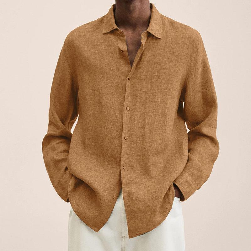 Long Sleeve Lapel Shirt Men's Loose Button Cardigan Sshirt Top Mens Clothing - 𝓢𝓱𝓸𝓹𝓵𝓮𝓬𝔂