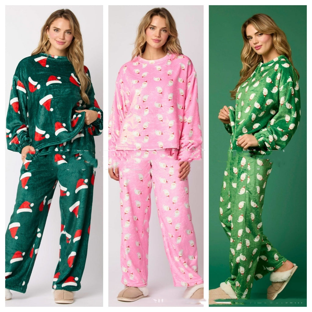 2024 Casual Flannel Pajama Sets For Women 2 Piece Cute Long Sleeve Matching Lounge Shirts Sets Santa Claus Pajamas Homewear - 𝓢𝓱𝓸𝓹𝓵𝓮𝓬𝔂