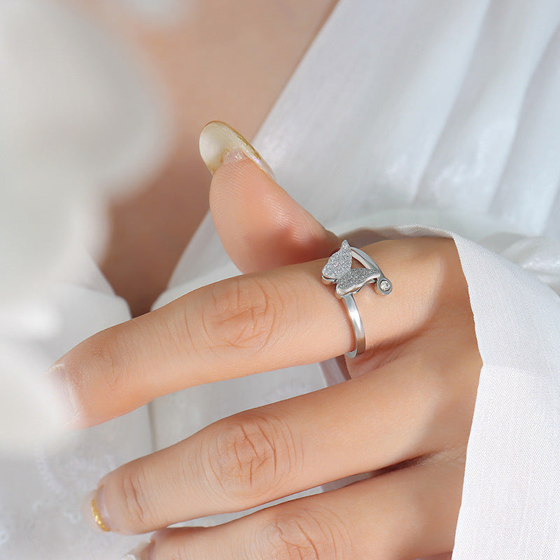 Frosted Texture Cute Butterfly Titanium Steel Suit Necklace Earring Ring Ornament - 𝓢𝓱𝓸𝓹𝓵𝓮𝓬𝔂