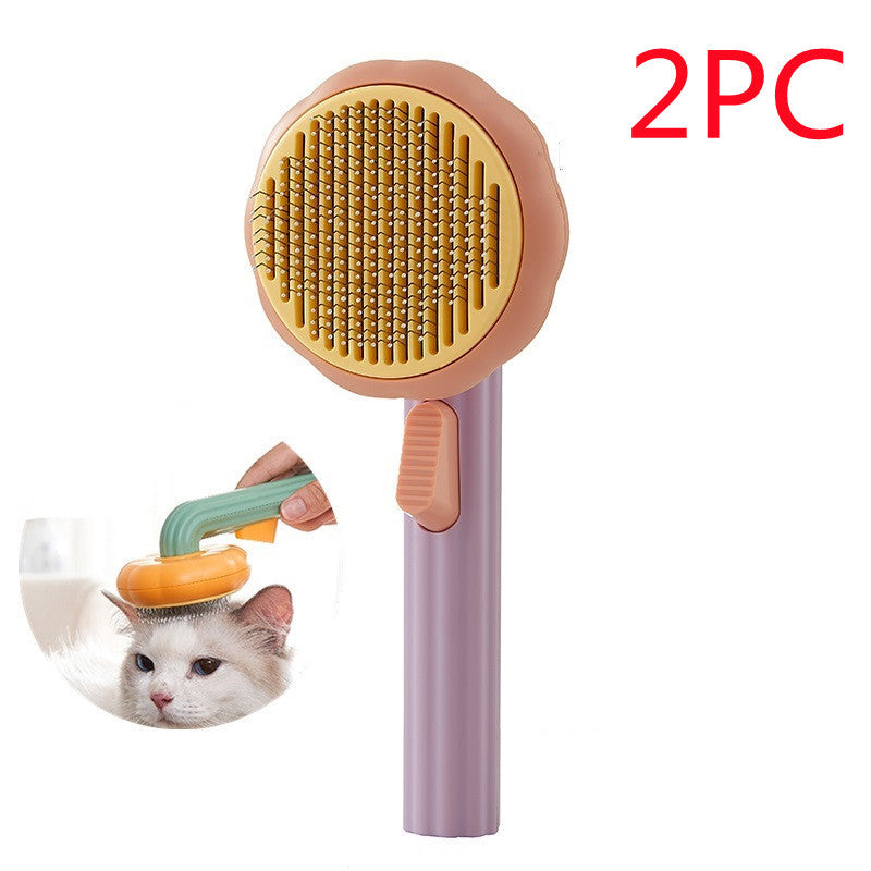 New Pet Cat Brush Hot Selling Hand-held Steel Wire Self-cleaning Comb Looper For Hair Removal - 𝓢𝓱𝓸𝓹𝓵𝓮𝓬𝔂