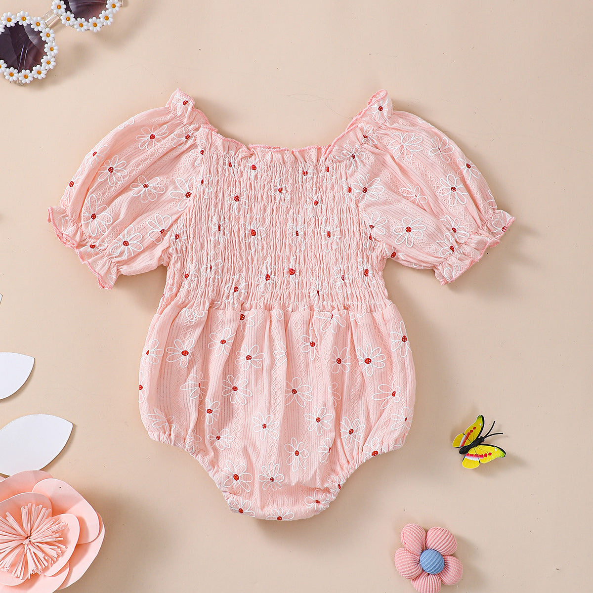 Little Sun Print Puff Sleeve Romper - 𝓢𝓱𝓸𝓹𝓵𝓮𝓬𝔂
