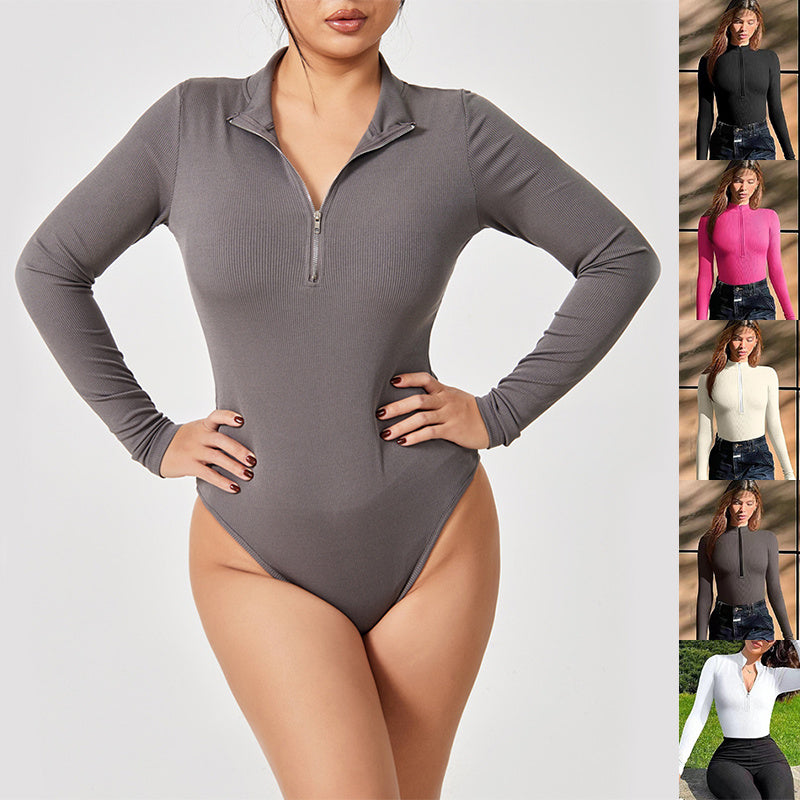 Fashion Long Sleeve Zipper Jumpsuit Seamless Slimming Shapewear For Women Romper - 𝓢𝓱𝓸𝓹𝓵𝓮𝓬𝔂