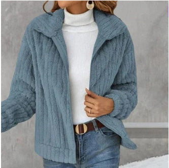 Women's Fleece Lapel Cropped Jacket - 𝓢𝓱𝓸𝓹𝓵𝓮𝓬𝔂