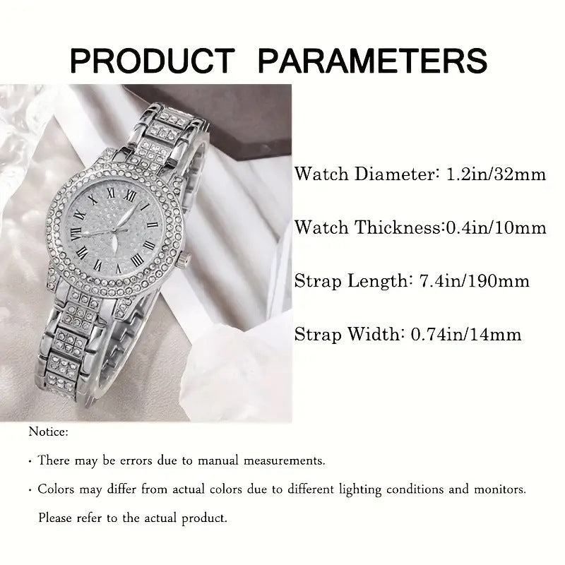 Women's Diamond Fashion Roman Quartz Watch Five-piece Set - 𝓢𝓱𝓸𝓹𝓵𝓮𝓬𝔂