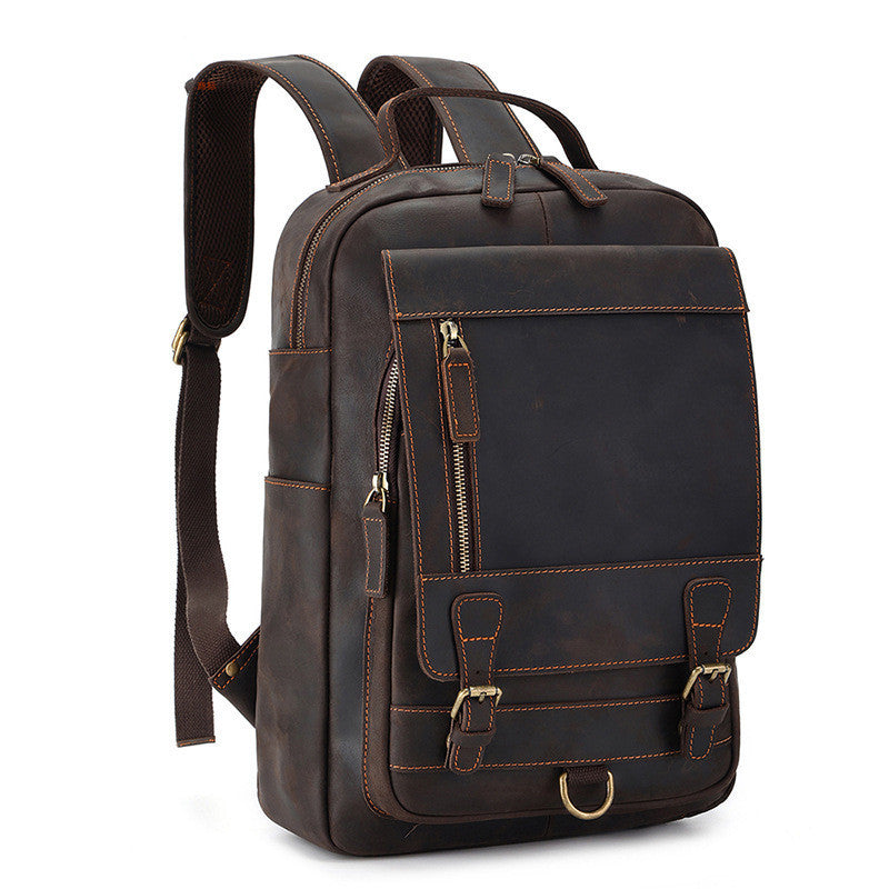Backpack Men's Crazy Horse Leather Large Capacity - 𝓢𝓱𝓸𝓹𝓵𝓮𝓬𝔂