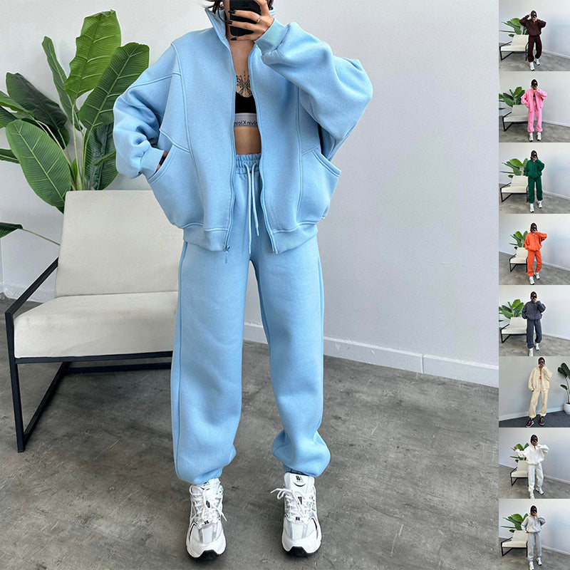 Sports Suits With Pockets Stand-up Collar Zipper Cardigan And Drawstring Trousers Fashion Jogger Set Outfits Tracksuits Women's Clothing - 𝓢𝓱𝓸𝓹𝓵𝓮𝓬𝔂