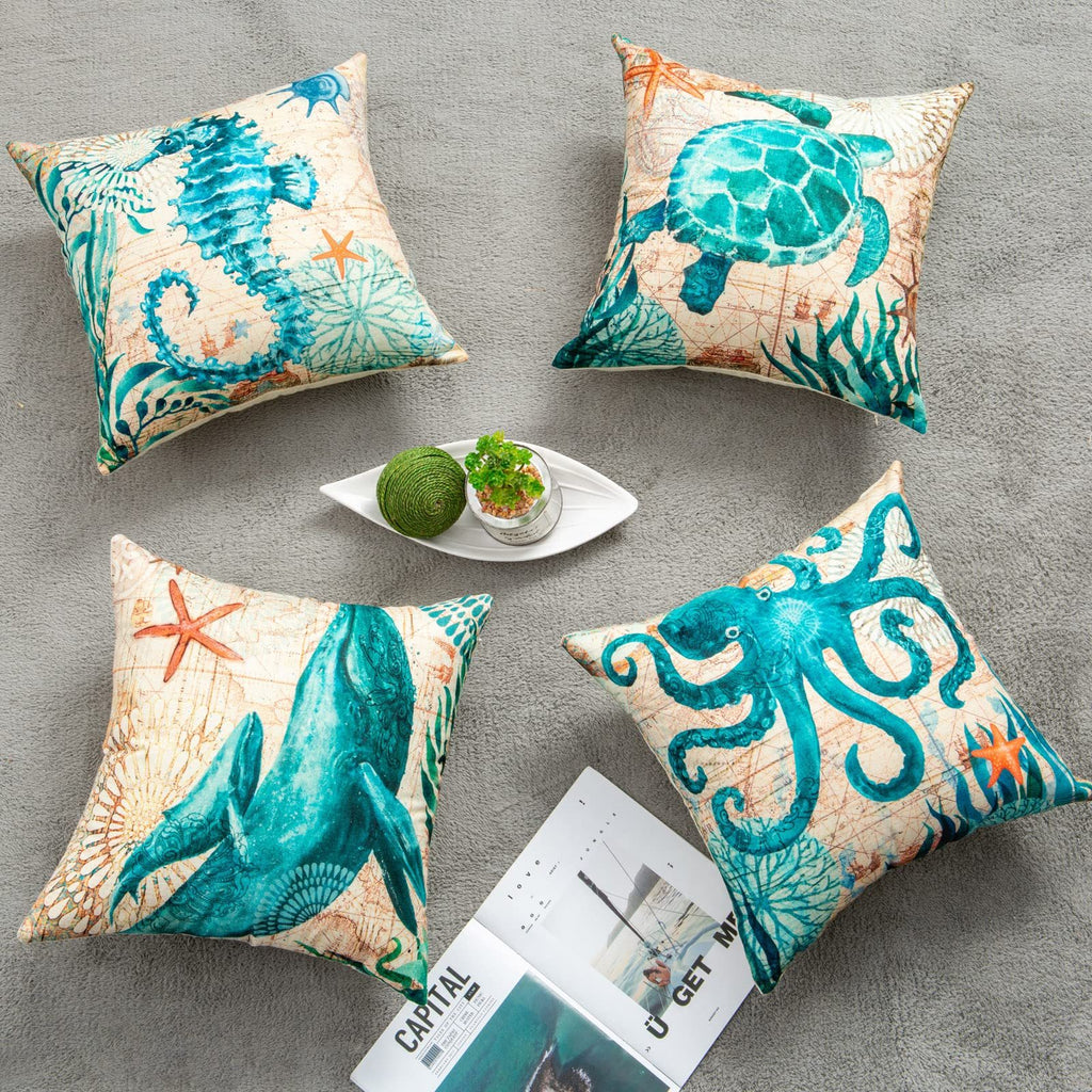 Cushion Covers Sea Turtle Printed Throw Pillow Cases For Home Decor Sofa Chair Seat - 𝓢𝓱𝓸𝓹𝓵𝓮𝓬𝔂