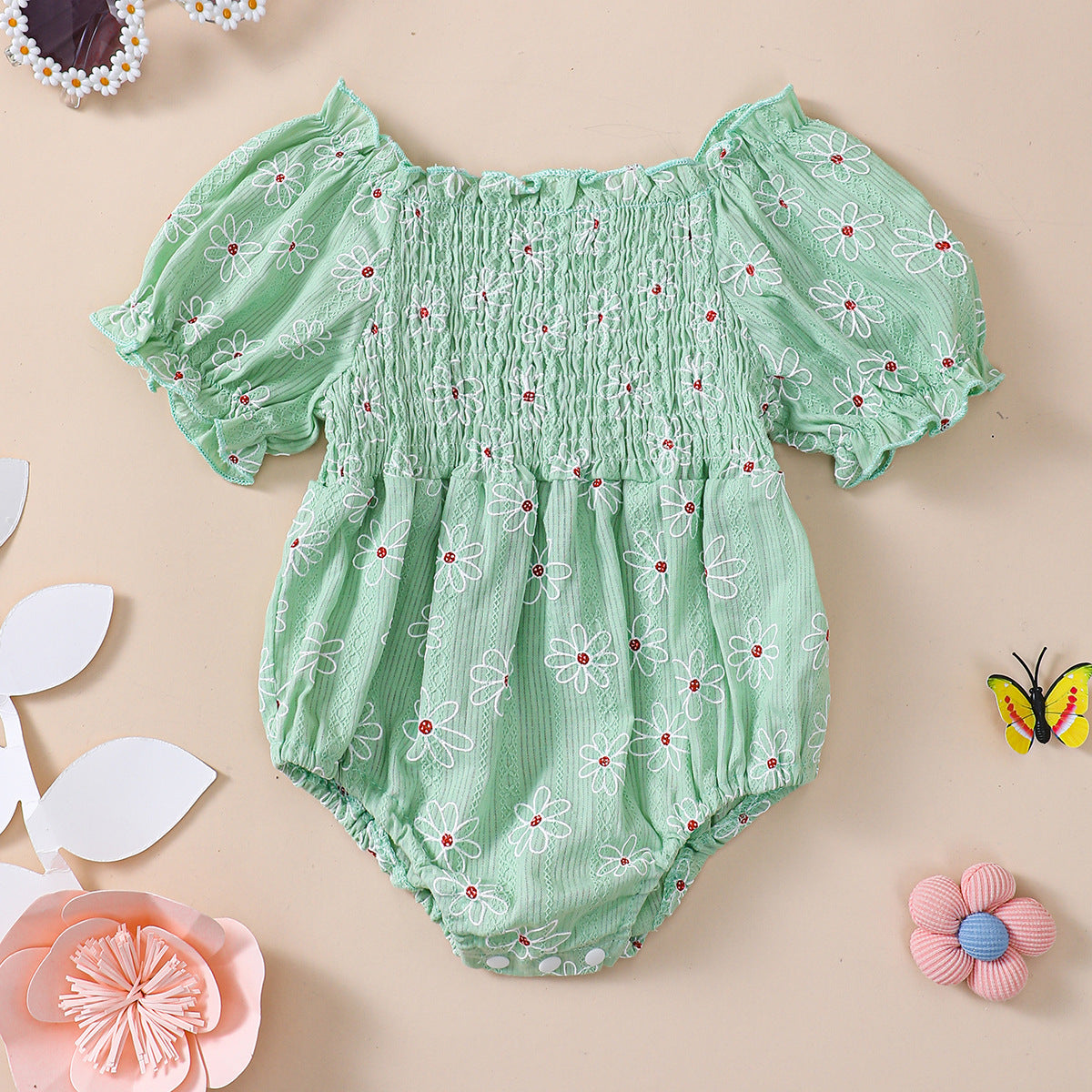 Little Sun Print Puff Sleeve Romper - 𝓢𝓱𝓸𝓹𝓵𝓮𝓬𝔂