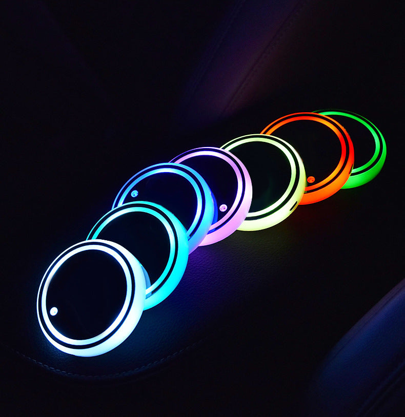 Colorful Cup Holder LED Light-up Coaster Solar & USB Charging Non-slip Coaster Ambient Light For Car Automatically - 𝓢𝓱𝓸𝓹𝓵𝓮𝓬𝔂