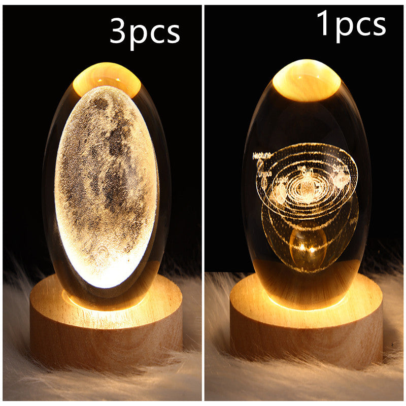 LED Night Light Galaxy Crystal Ball Table Lamp 3D Planet Moon Lamp Bedroom Home Decor For Kids Party Children Birthday Gifts - 𝓢𝓱𝓸𝓹𝓵𝓮𝓬𝔂