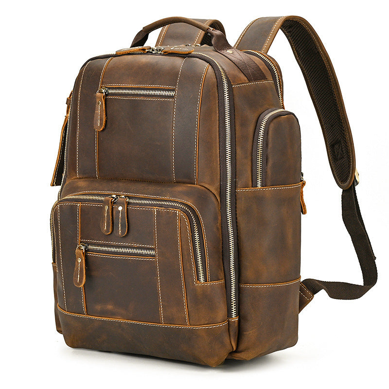 Retro Men's Backpack Cowhide Large Capacity 15-inch Computer Bag - 𝓢𝓱𝓸𝓹𝓵𝓮𝓬𝔂