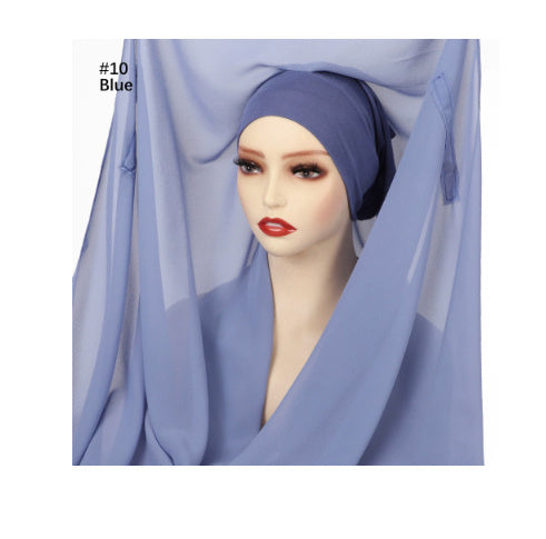 Lazy Chiffon Convenient Headscarf Magnetic Buckle Fixed Anti-drop Solid Color - 𝓢𝓱𝓸𝓹𝓵𝓮𝓬𝔂
