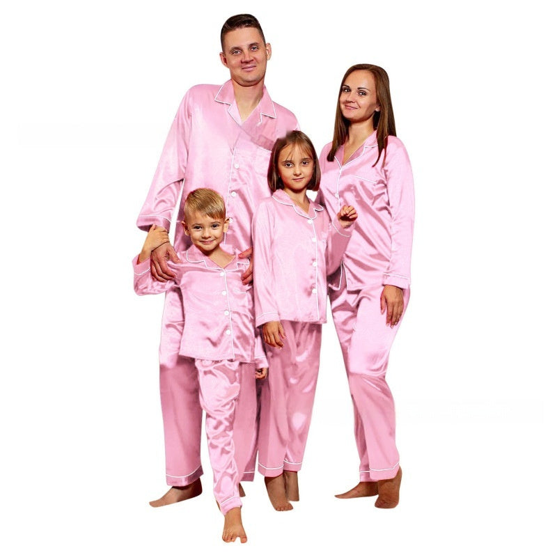 Children's Long-sleeved Parent-child Ice Silk Pajamas Suit - 𝓢𝓱𝓸𝓹𝓵𝓮𝓬𝔂