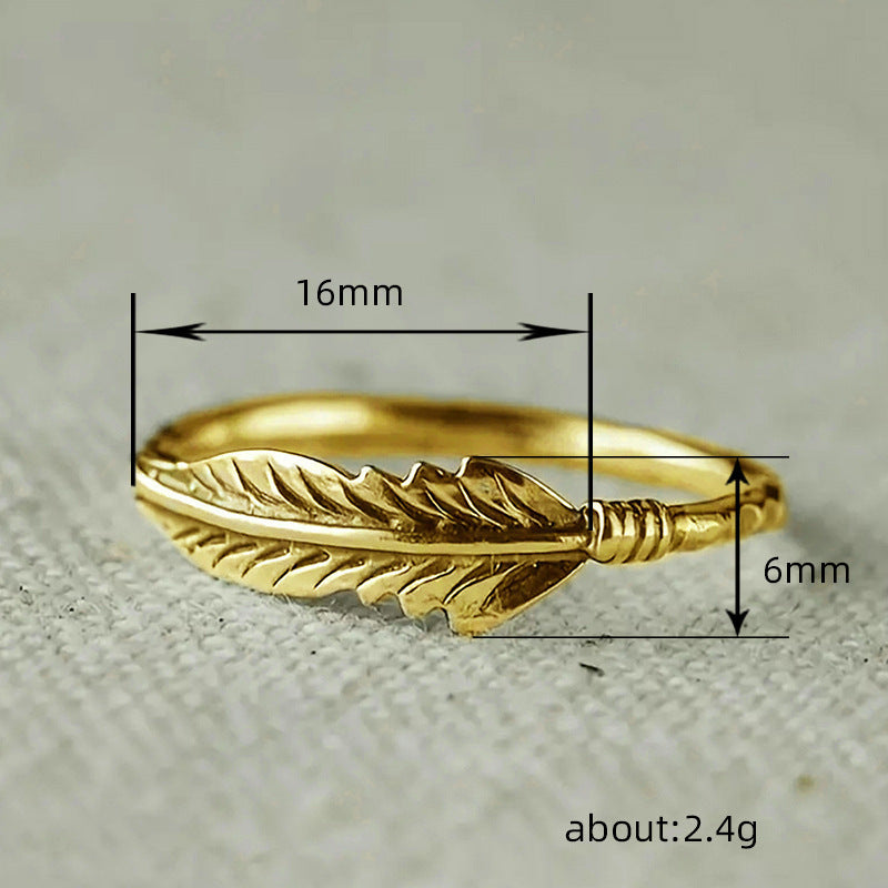 Vintage Zircon Distressed Feather Light Luxury Ring - 𝓢𝓱𝓸𝓹𝓵𝓮𝓬𝔂