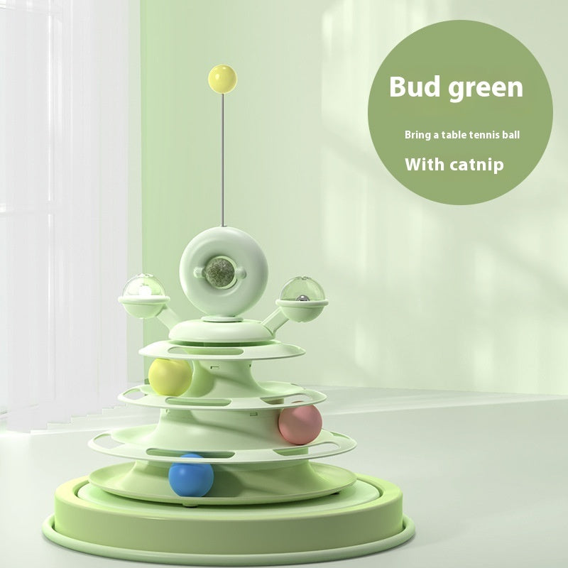 4 Levels Cat Toy Tower Turntable Roller Balls Toys Interactive Intelligence Pets Toys Training Track Puzzle Funny Games Accessories Pet Products - 𝓢𝓱𝓸𝓹𝓵𝓮𝓬𝔂