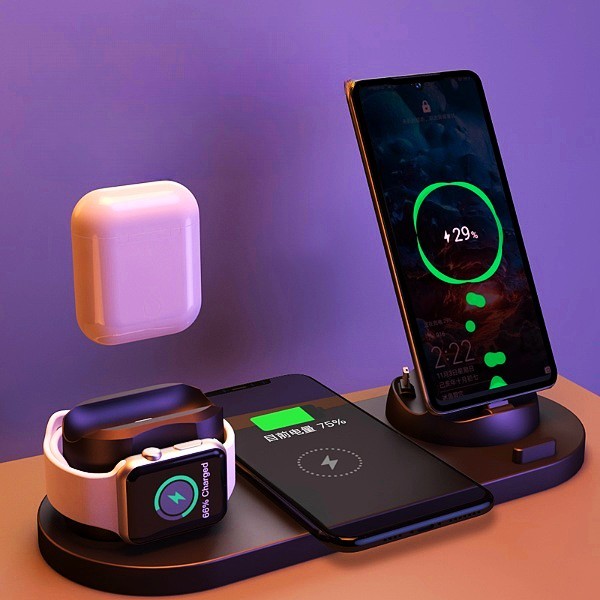 Wireless Charger For IPhone Fast Charger For Phone Fast Charging Pad For Phone Watch 6 In 1 Charging Dock Station - 𝓢𝓱𝓸𝓹𝓵𝓮𝓬𝔂